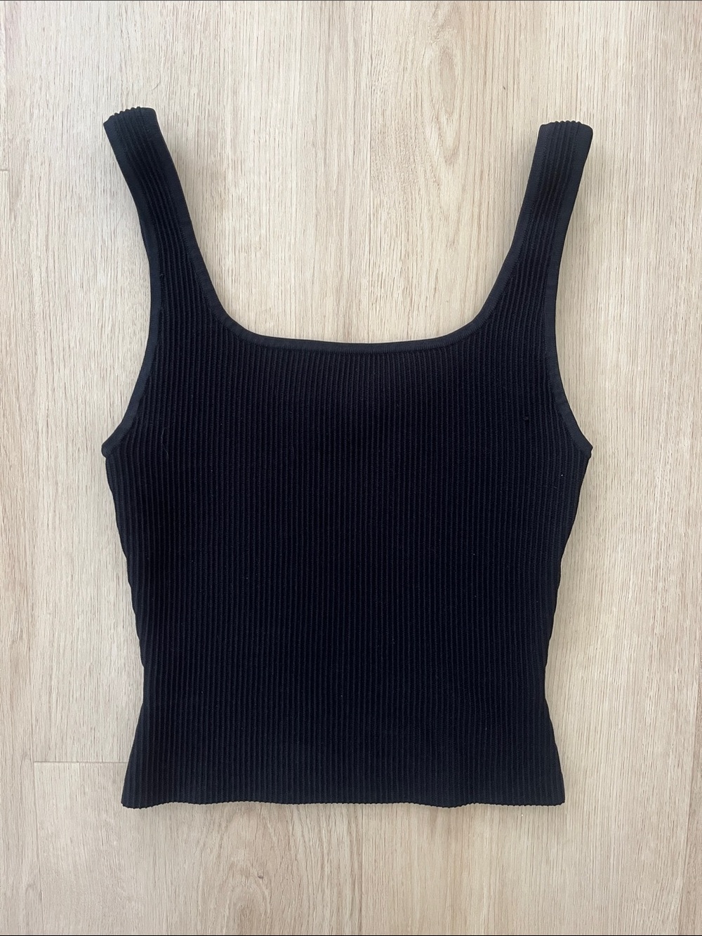Babaton Sculpt Knit Squareneck Crop Top in Black Women’s Size Small